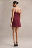 Veda Burgundy Square Neck Mini Dress