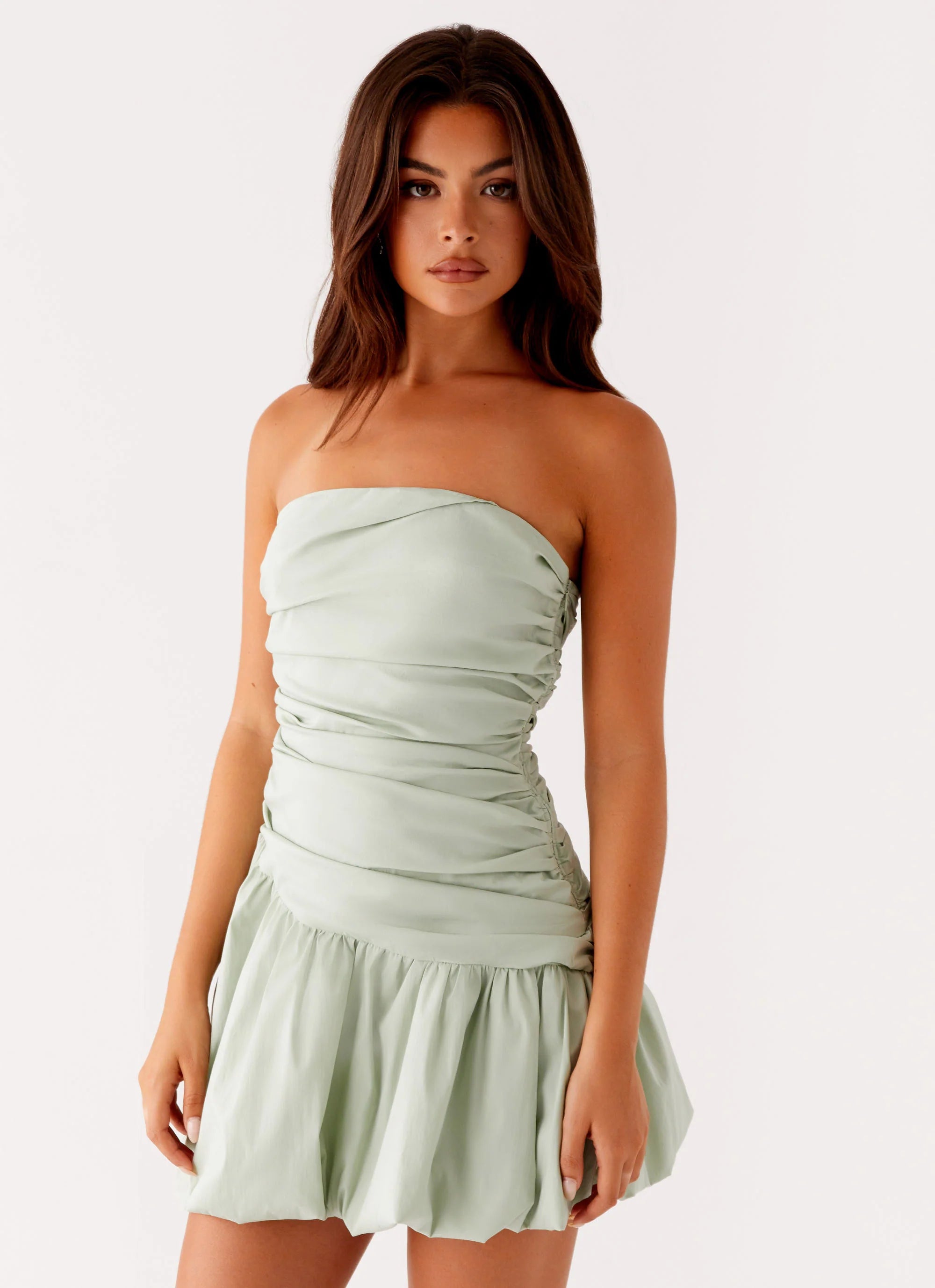 Floria Bubble Mini Dress Sage