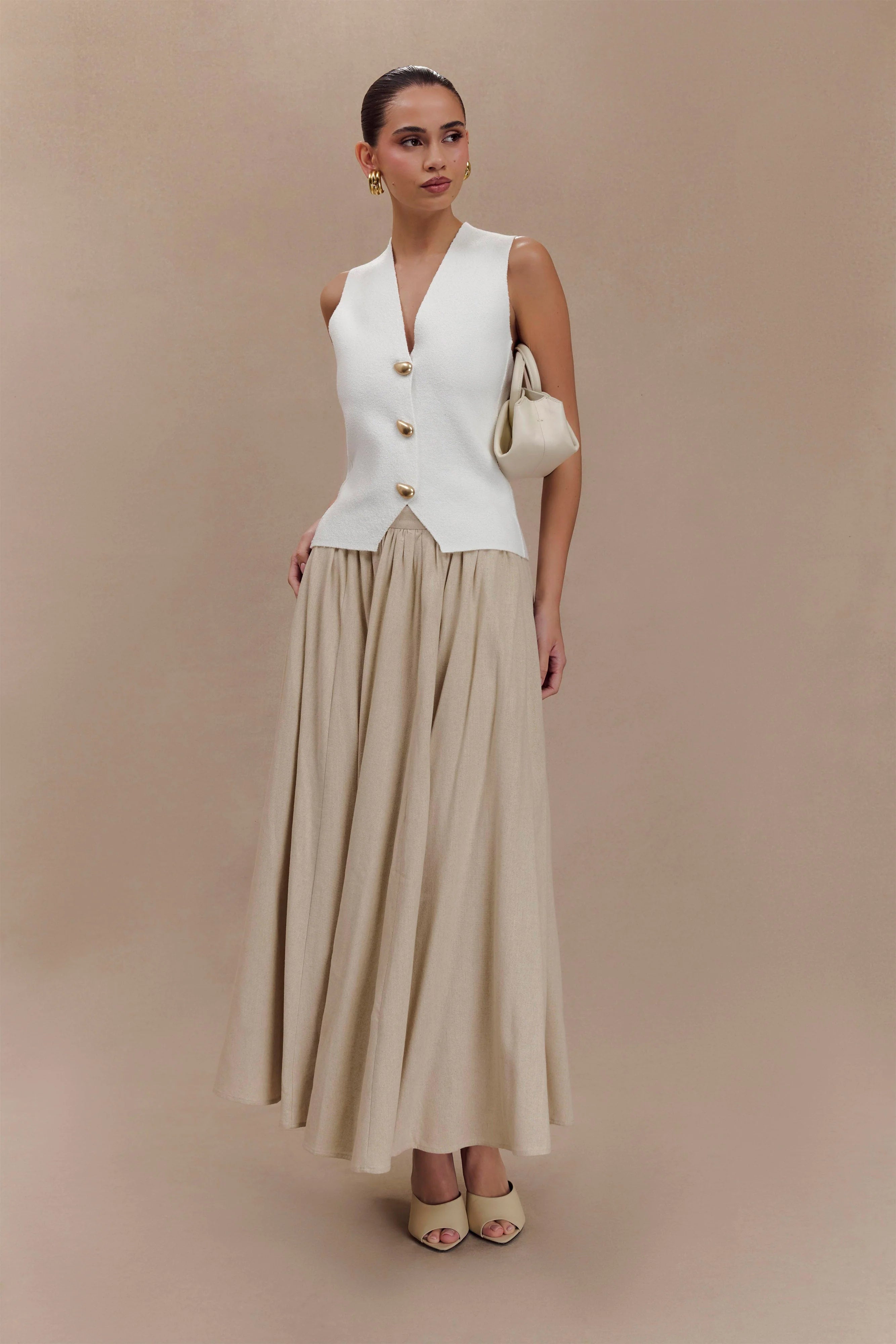 Clarence Linen A Line Maxi Skirt Natural