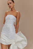 Franka Strapless Bow Mini Dress White
