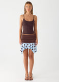 Being With You Mini Skirt Blue Mocha Dot