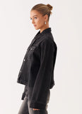 Back Again Oversized Denim Jacket Charcoal Wash