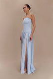Maureen Cotton Shirring Maxi Dress Powder Blue