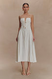 Elias Shirred Cotton Midi Dress White