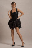 Aveline Black Lace Square Neck Mini Dress With Bows