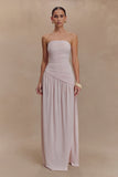 Bex Strapless Slinky Maxi Dress With Split Pale Pink