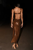 Adoria Sequin Cut Out Maxi Dress Chocolate