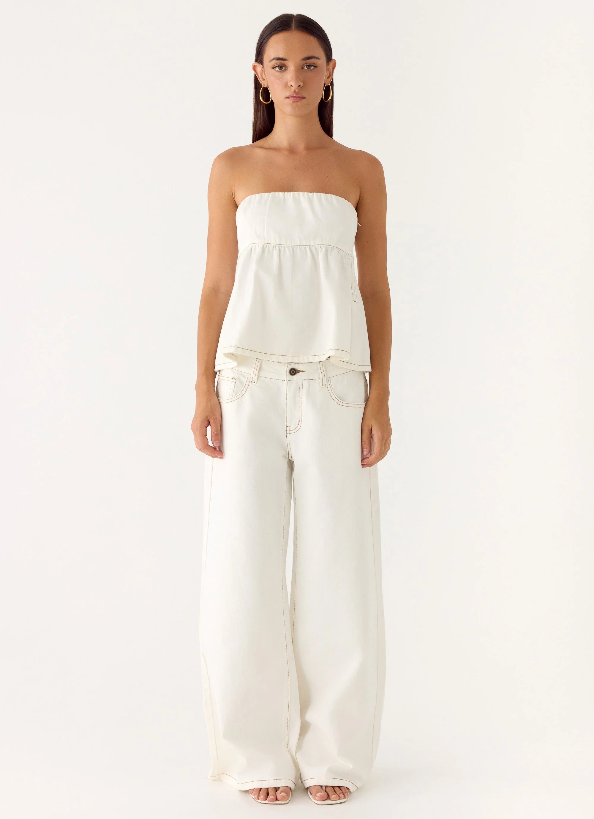 Nathan Denim Top - White