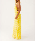 Women Backless Dress Sleeveless Textured Halter Open Back Maxi Dresses Vacation Wedding Guest
