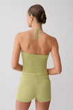 Dimitri Knit Halter Top With Hardware Light Olive
