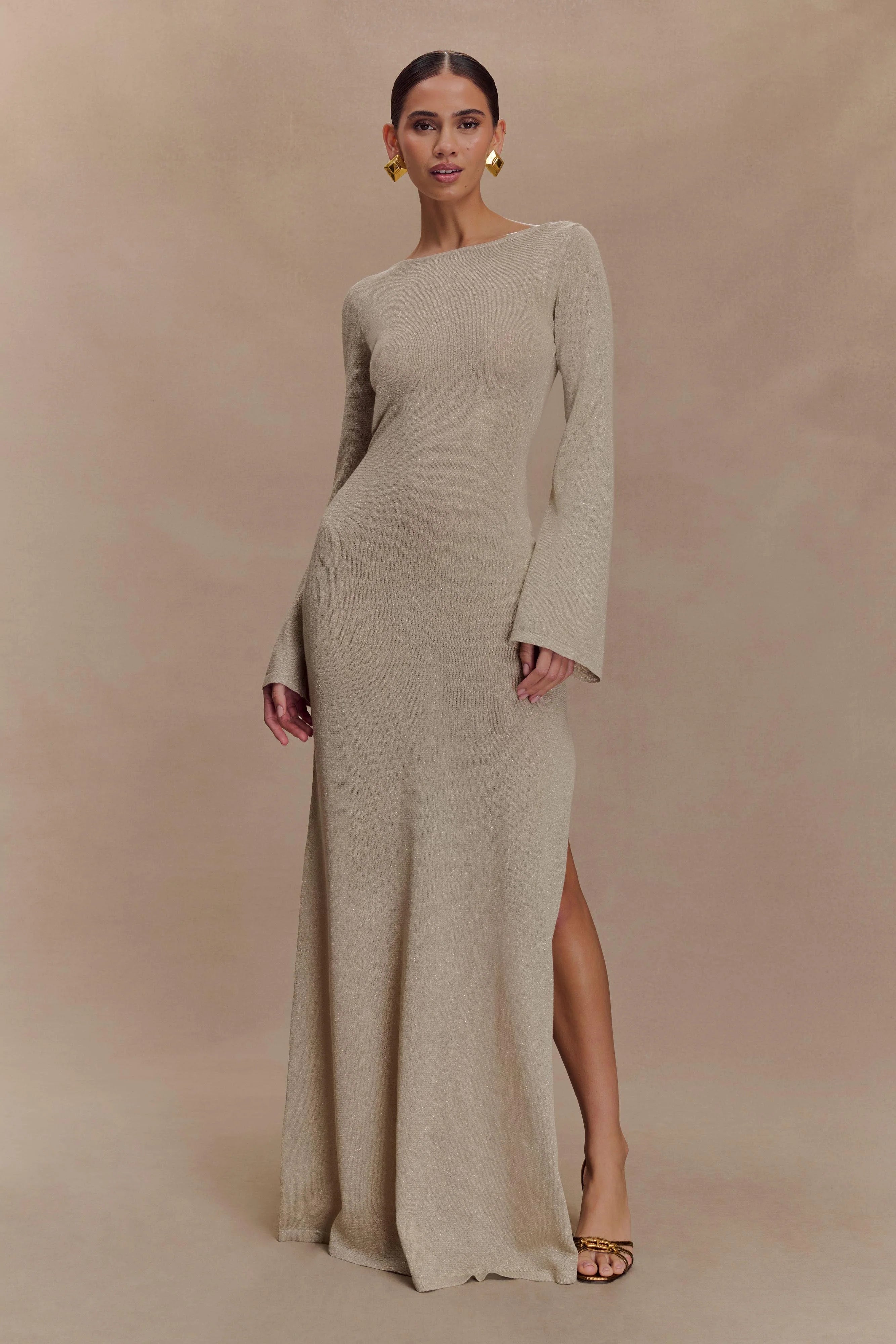 Atticus Knit Maxi Dress With Sequin Gold