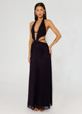Astraeus Beaded Sequin Maxi Dress Black