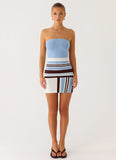 Straight Lines Mini Dress Blue Stripe