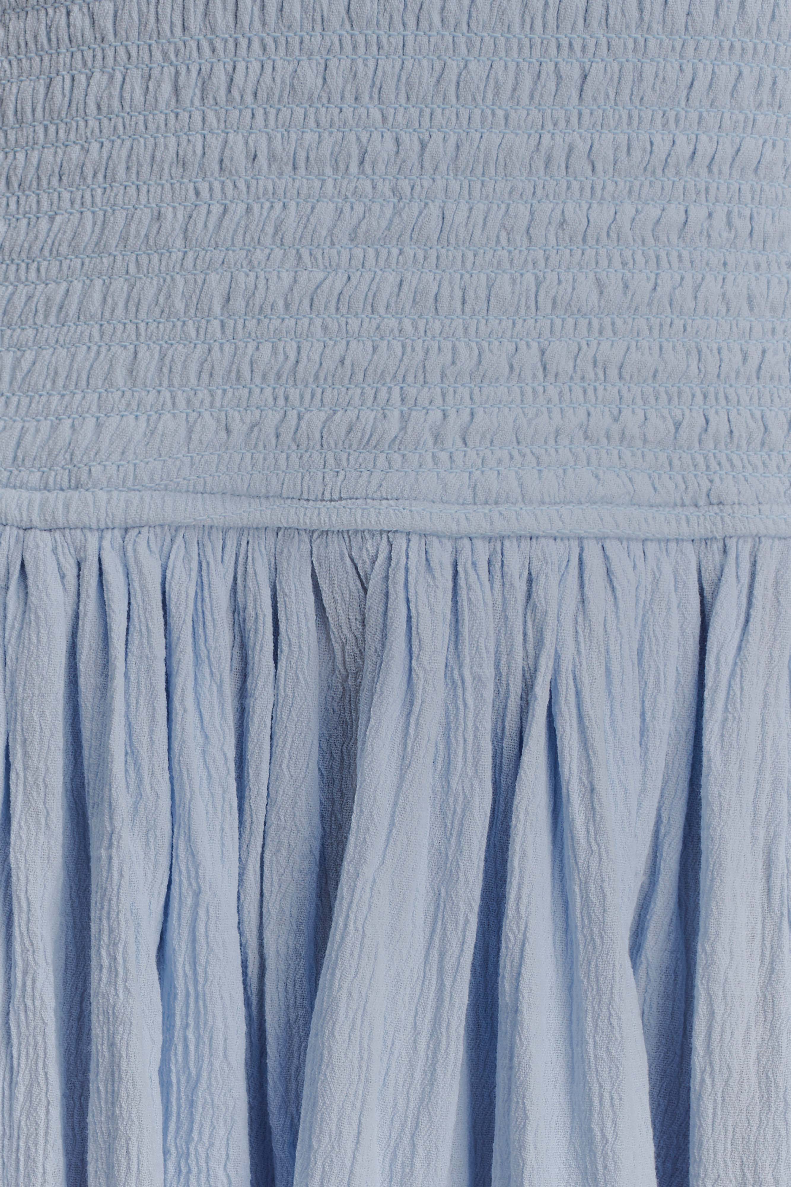Maureen Cotton Shirring Maxi Dress Powder Blue
