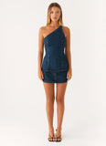 Maysa Denim Top Washed Denim