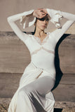 Electra Slinky Lace Maxi Dress Ivory