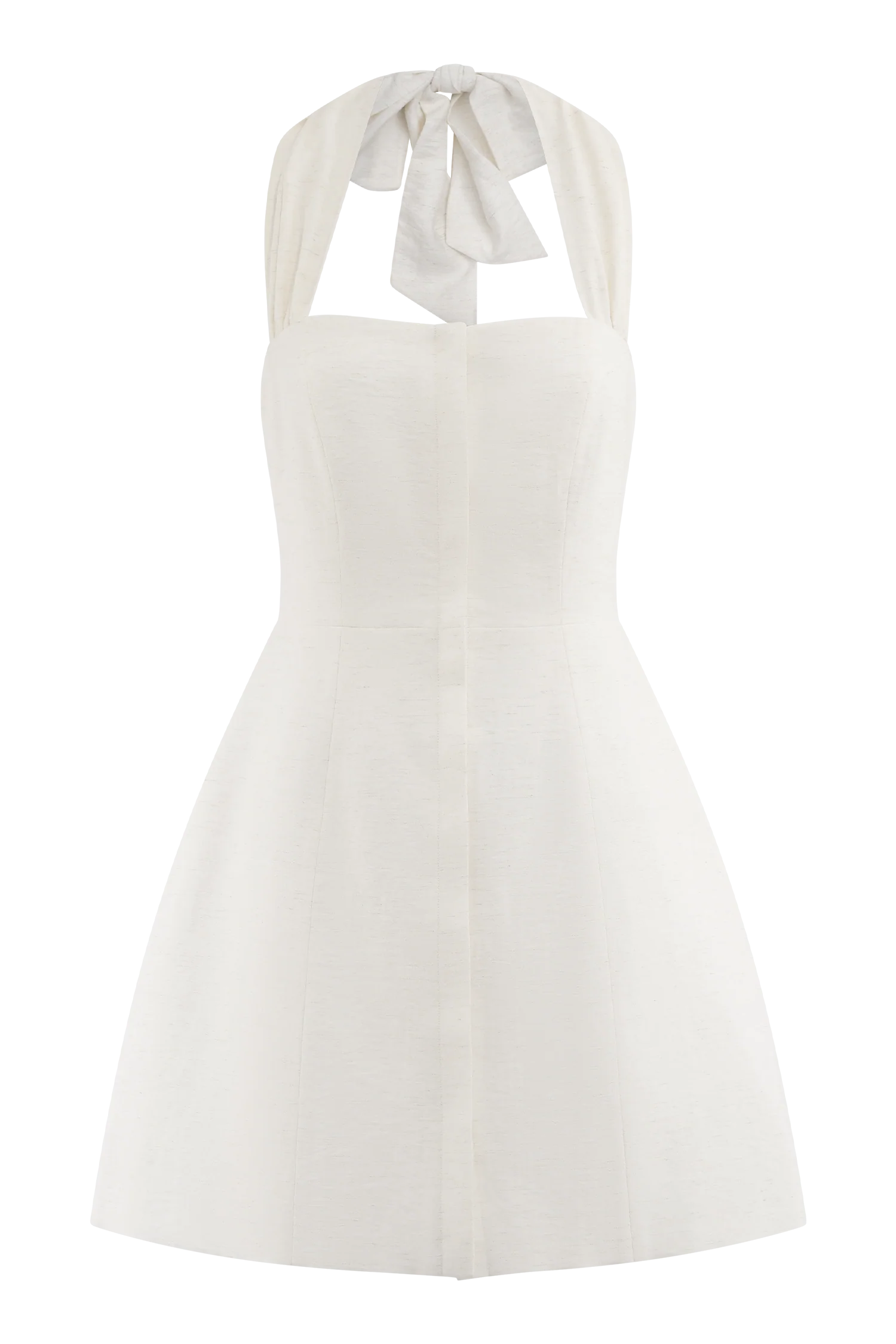 Anya Linen Halter Mini Dress Oat Marle