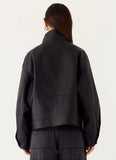 James PU Bomber Jacket Black