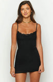 Tayna Black Lace Mesh Mini Dress
