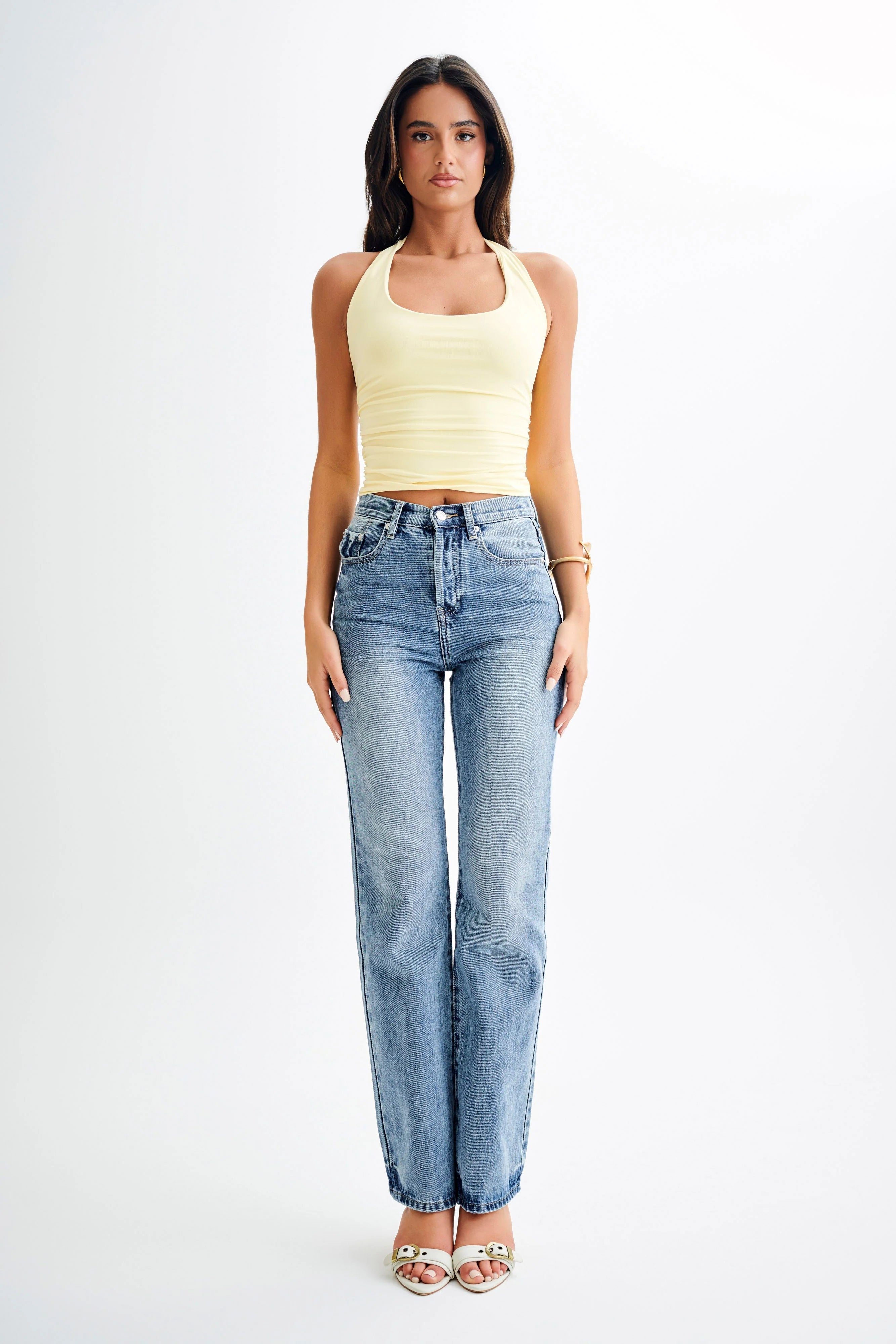 Marie Recycled Halter Top Lemon Sherbet