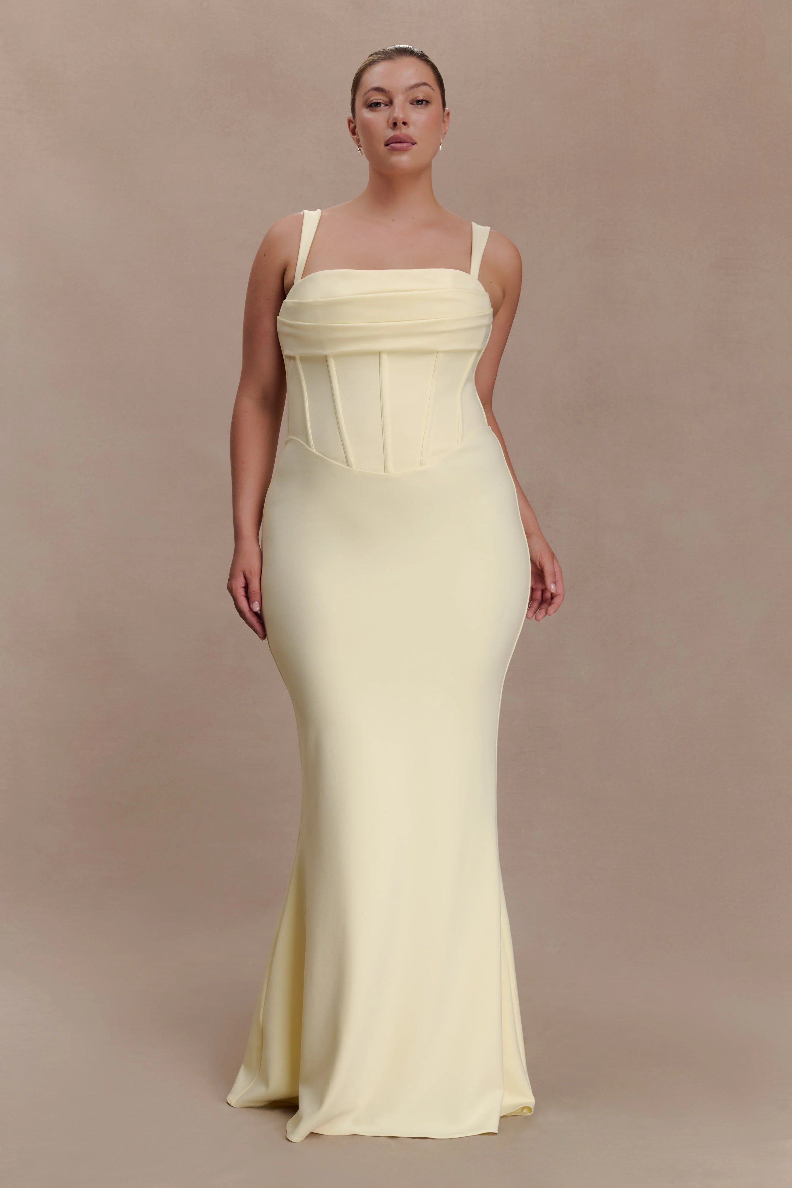 Luella Crepe Corset Maxi Dress Lemon