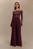 Jacqueline Pleated Wide Leg Pants Mahogany