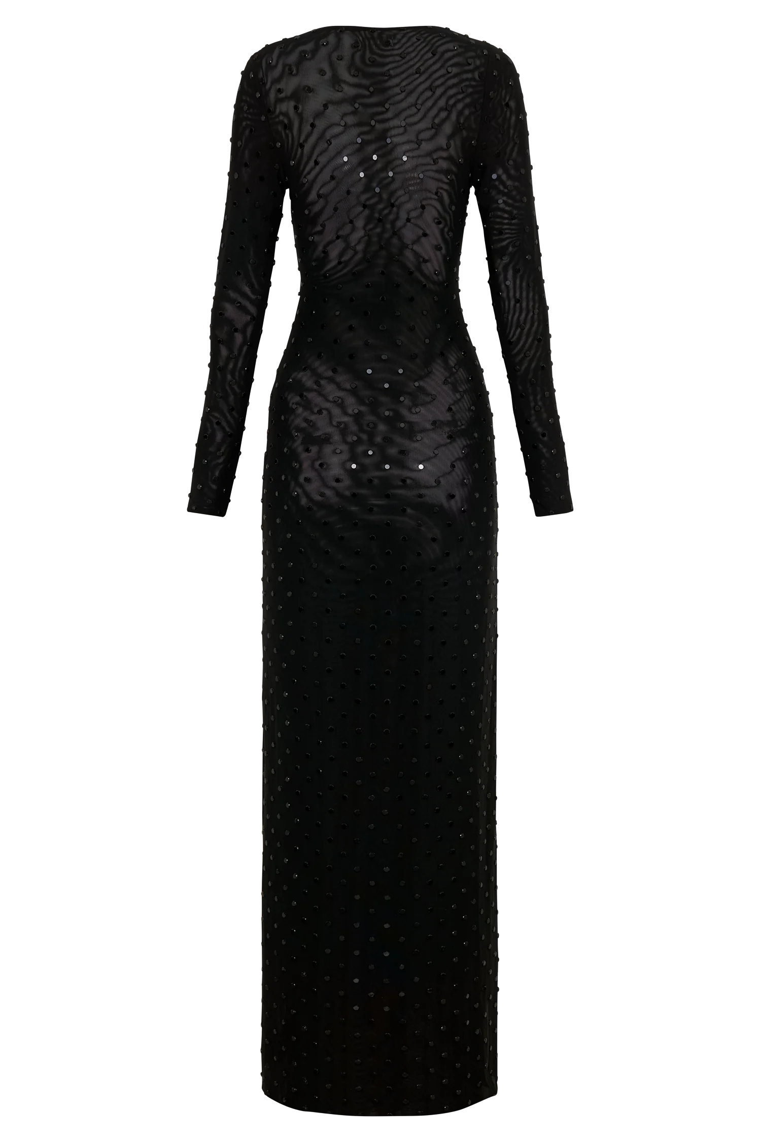 Acadia Diamante Long Sleeve Maxi Dress Black