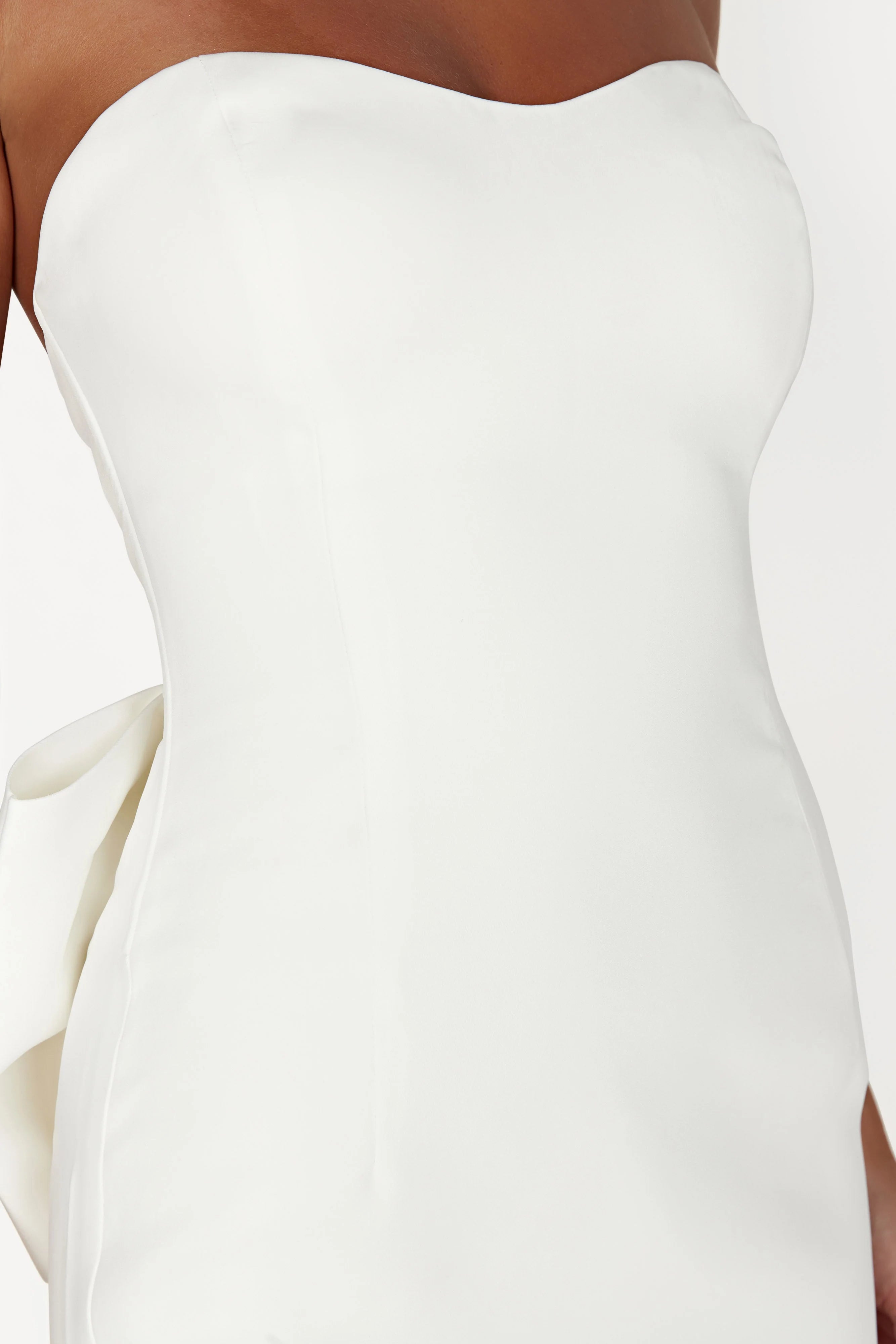 Meredith Strapless Bow Mini Dress White