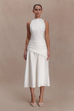 Emily Wrapped Waist Midi Dress White