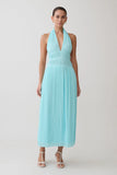 Thien Cowl Halter Midi Dress Blue