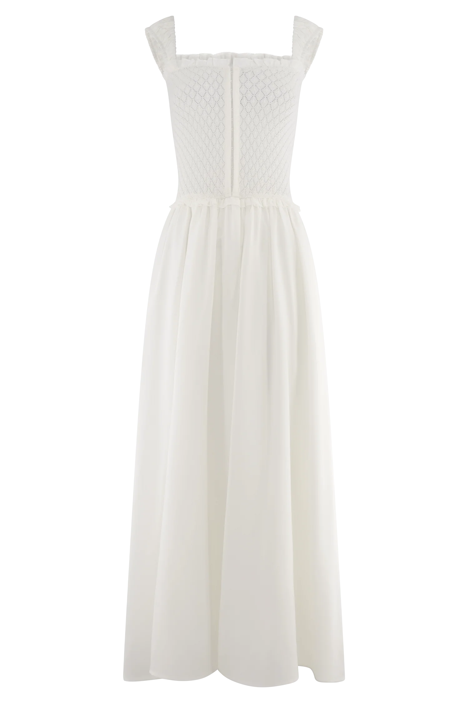 Tahlia Pointelle Knit Midi Dress White