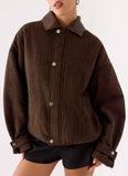 Myles Herringbone Bomber Jacket Chocolate Herringbone