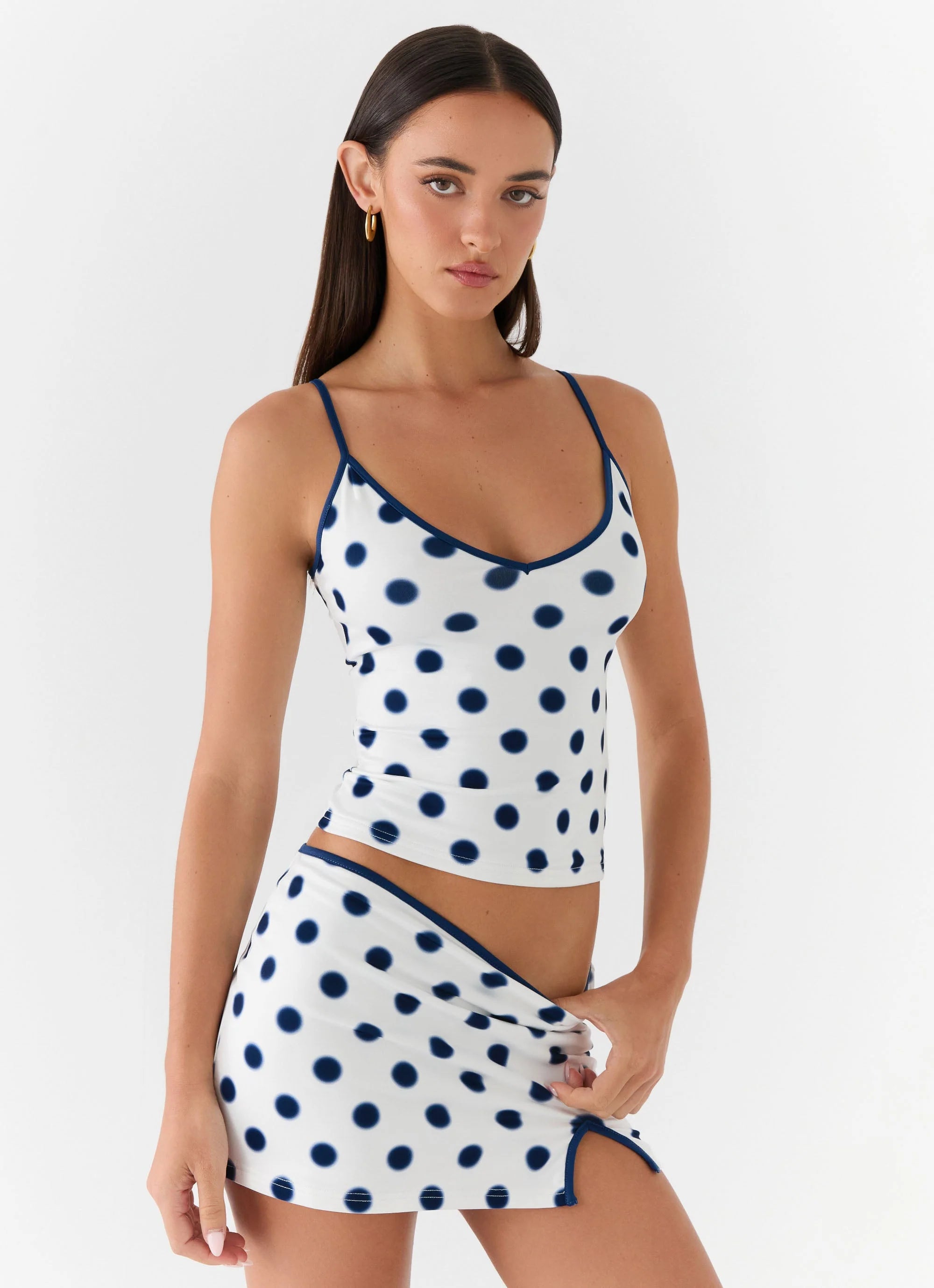 Elliot Top - Porcelain Blue Polka Dot