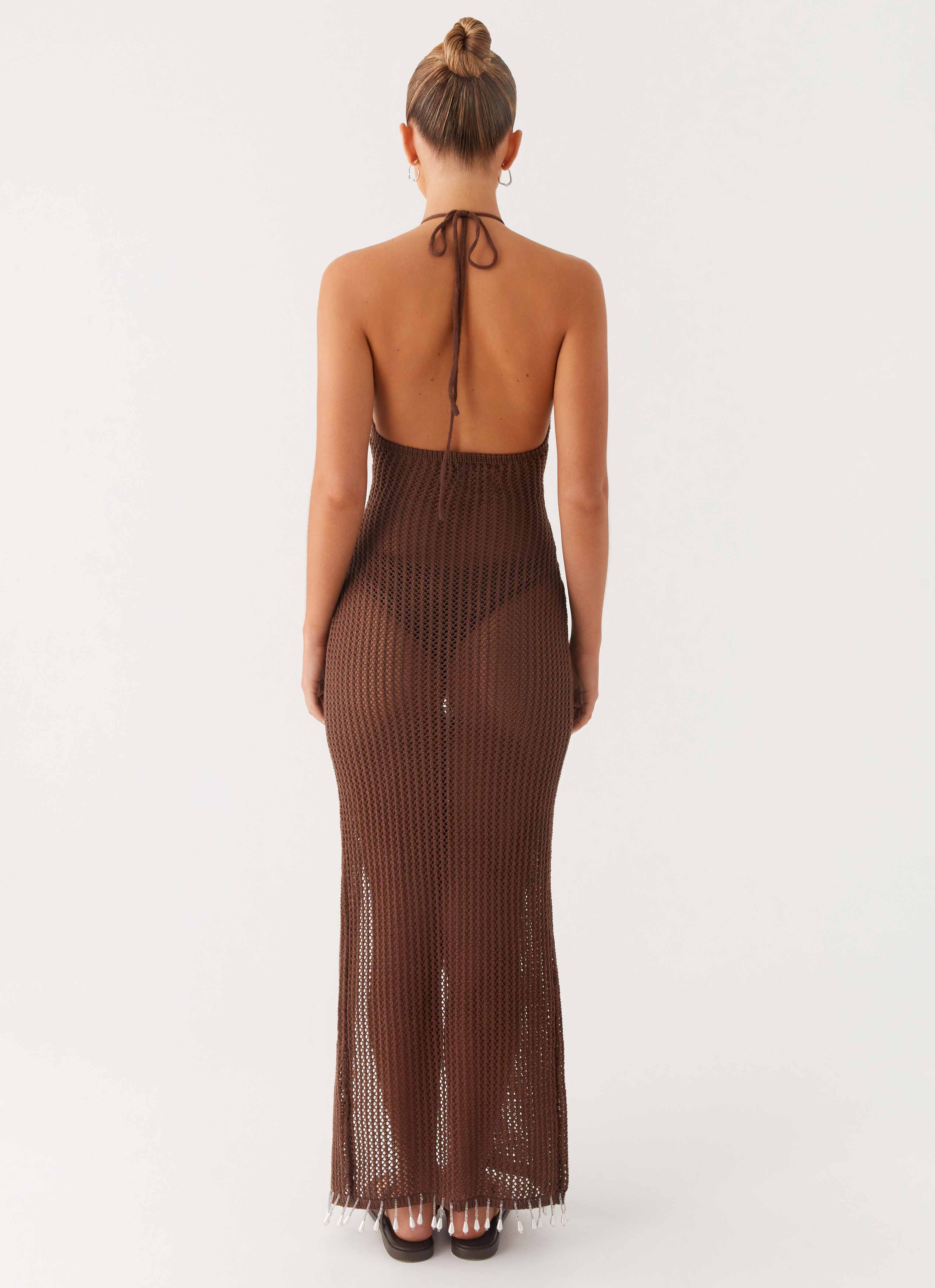 Fennella Beaded Maxi Dress Chocolate