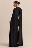 Dianelle Black High Neck Maxi Dress With Cape Sleeves