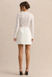 Mysteria White High Neck Lace Mini Dress With Pocket Details
