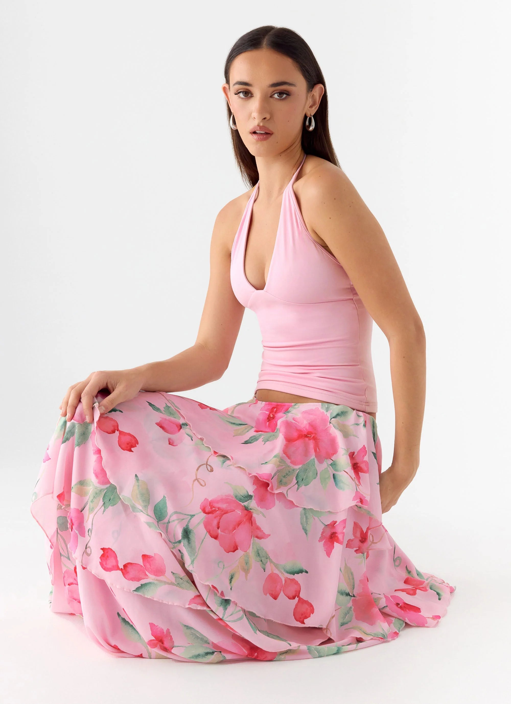 Roll Out Halter Top Petal Pink