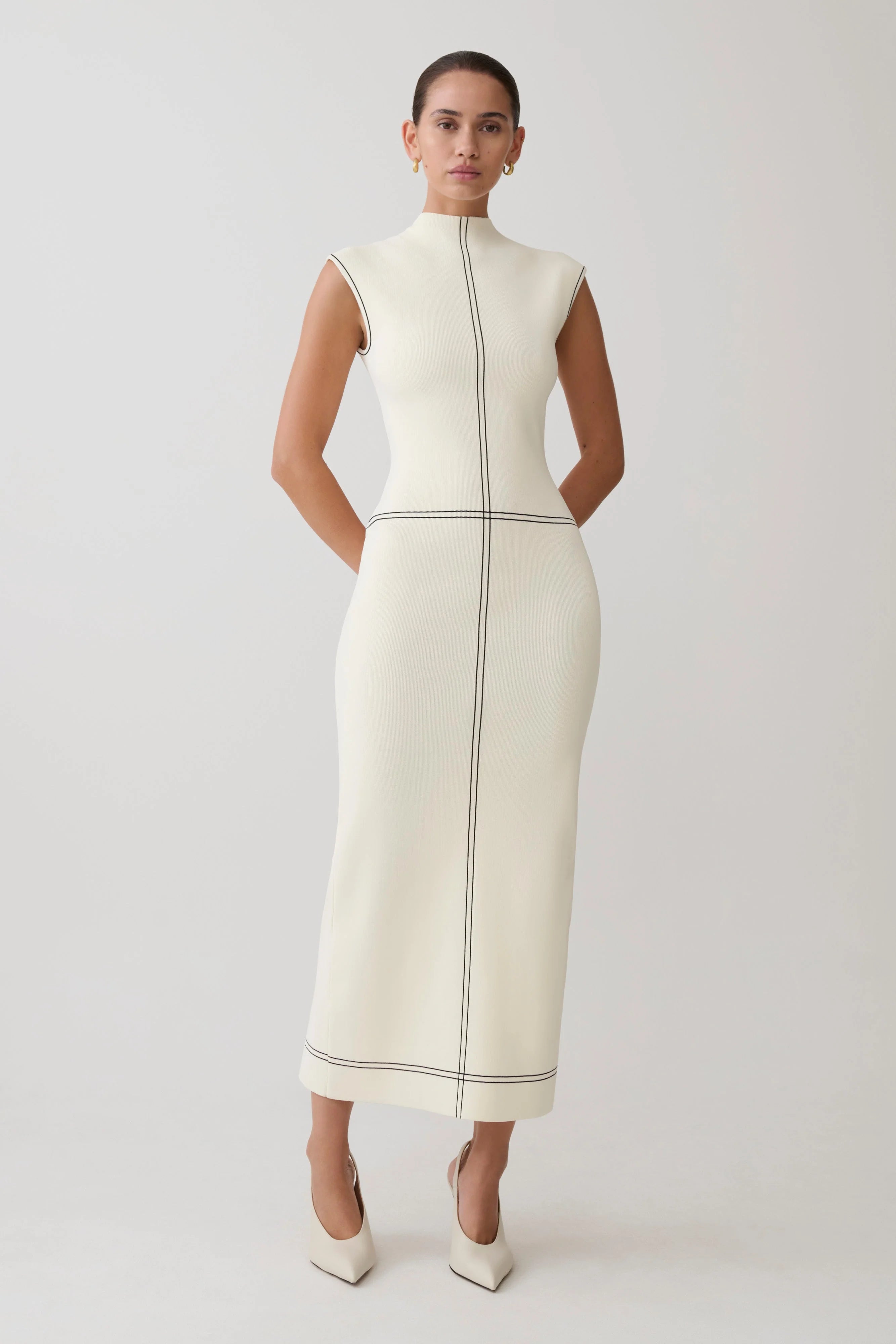 Malone Bandage Knit Midi Dress Ivory