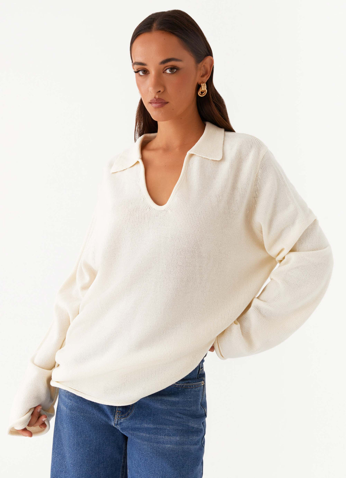 Deena Knit Sweater White
