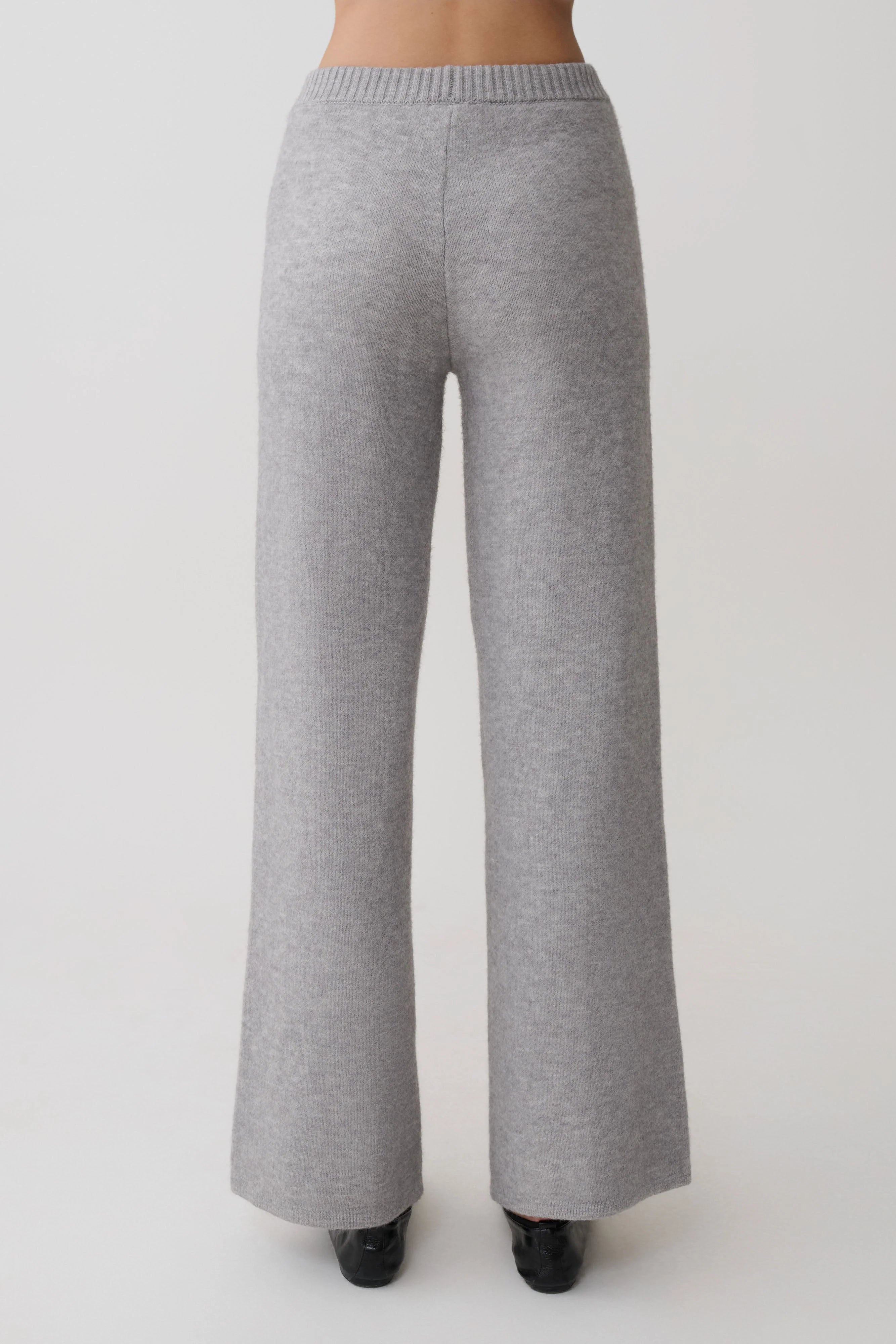 Evan Knit Wide Leg Pants Grey Marle