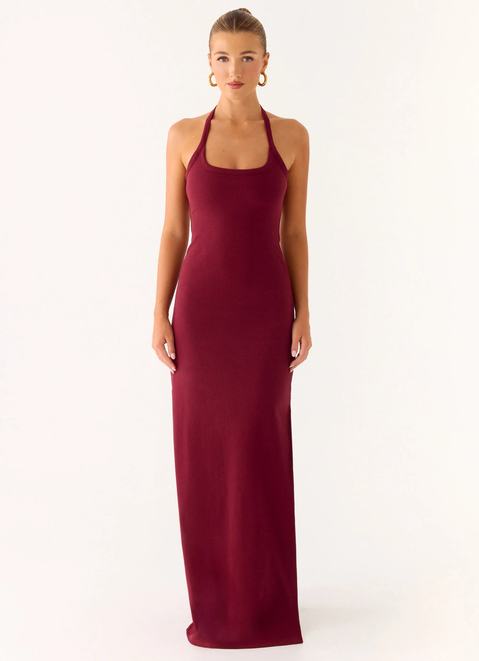 Kill This Love Ribbed Maxi Dress Dark Cherry