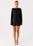 Edessa Sequin Mini Dress Black
