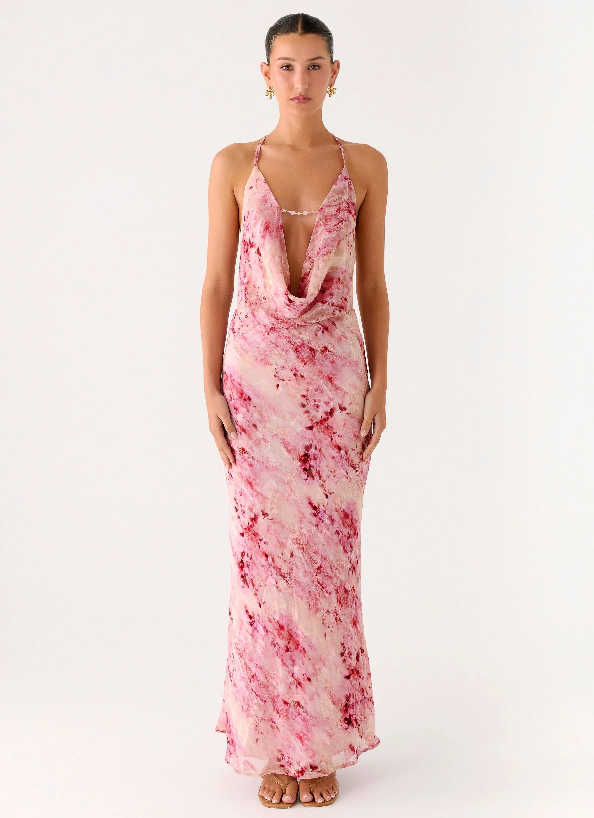 Pure Heart Cowl Maxi Dress Pink