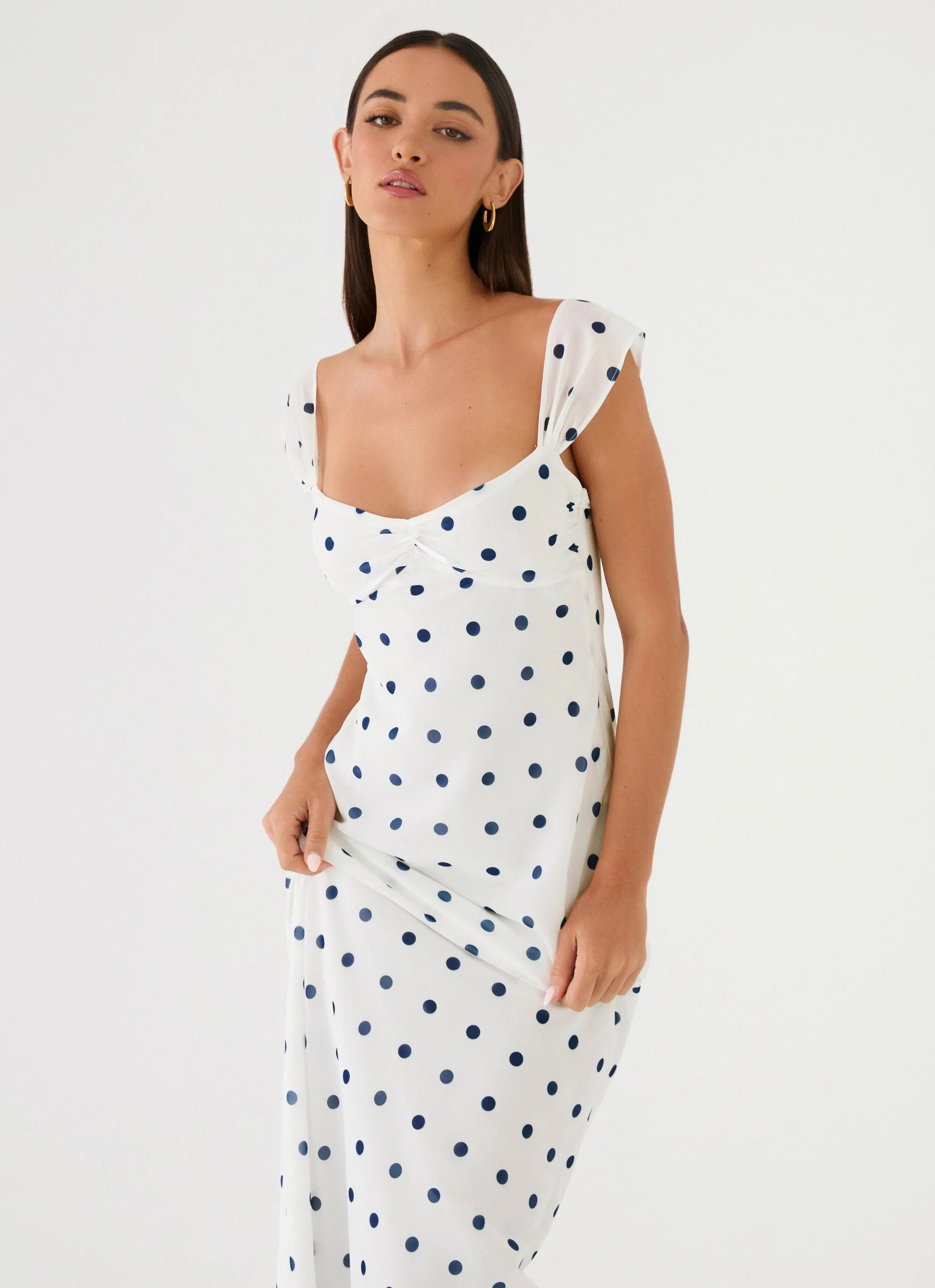 Roma Notte Maxi Dress Porcelain Blue Polka Dot