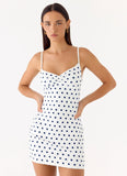 Last Light Mini Dress Porcelain Blue Polka Dot