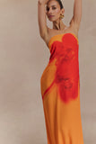 Amaya Strapless Chiffon Maxi Dress Koi Orchid Print