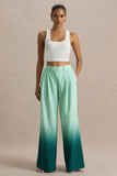 Safia Emerald Ombre Satin Wide Leg