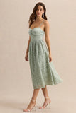 Gloriana Sage Lace Sweetheart Neck Midi Dress