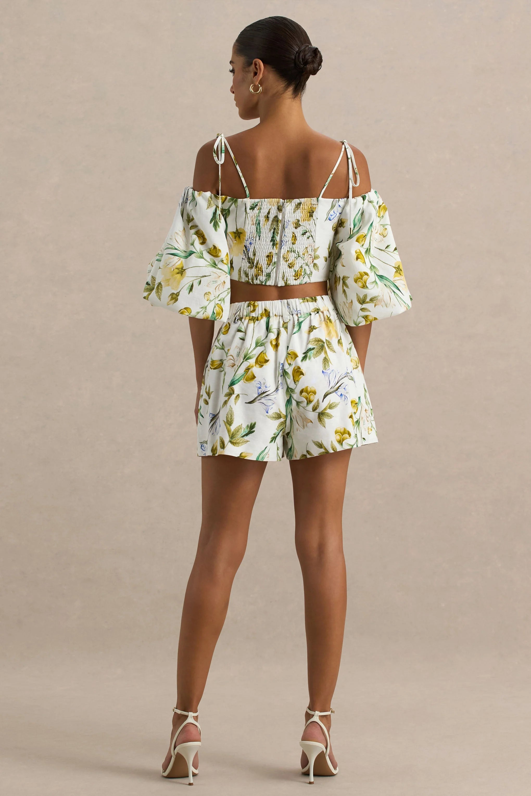 Pixel Lemon Floral Print Shorts