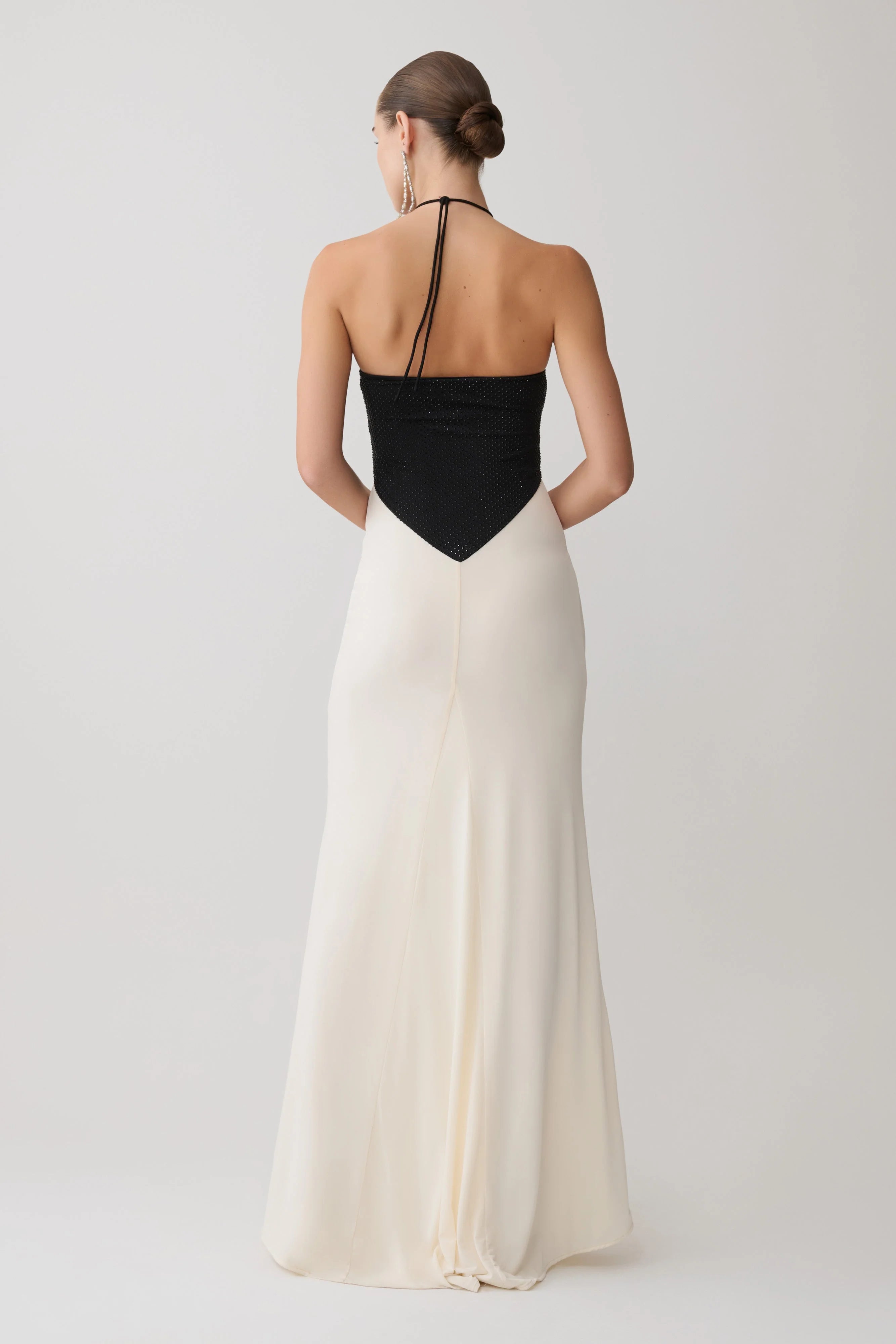Hien Sequin Halter Maxi Dress Black Ivory